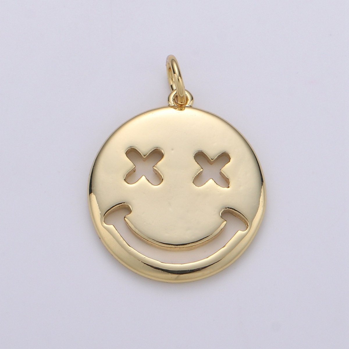 14K Gold Filled Happy Face Charm, emoji charm 24x18mm Gold Smile Charm Pendant Silver Smiley face charms Necklace Earring Bracelet Supply D-126 D-127