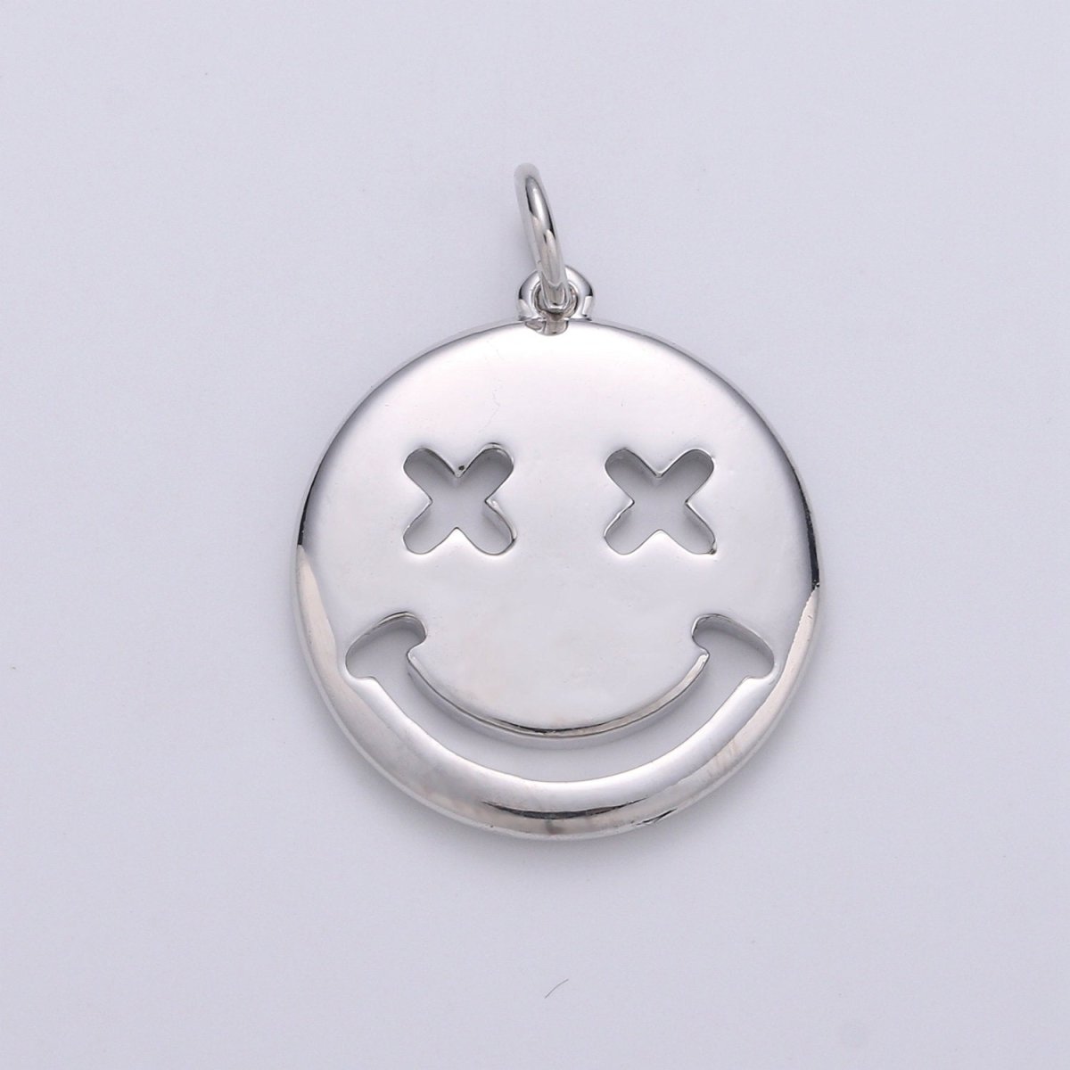 14K Gold Filled Happy Face Charm, emoji charm 24x18mm Gold Smile Charm Pendant Silver Smiley face charms Necklace Earring Bracelet Supply D-126 D-127