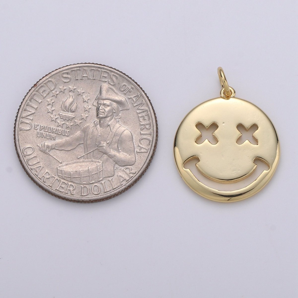 14K Gold Filled Happy Face Charm, emoji charm 24x18mm Gold Smile Charm Pendant Silver Smiley face charms Necklace Earring Bracelet Supply D-126 D-127