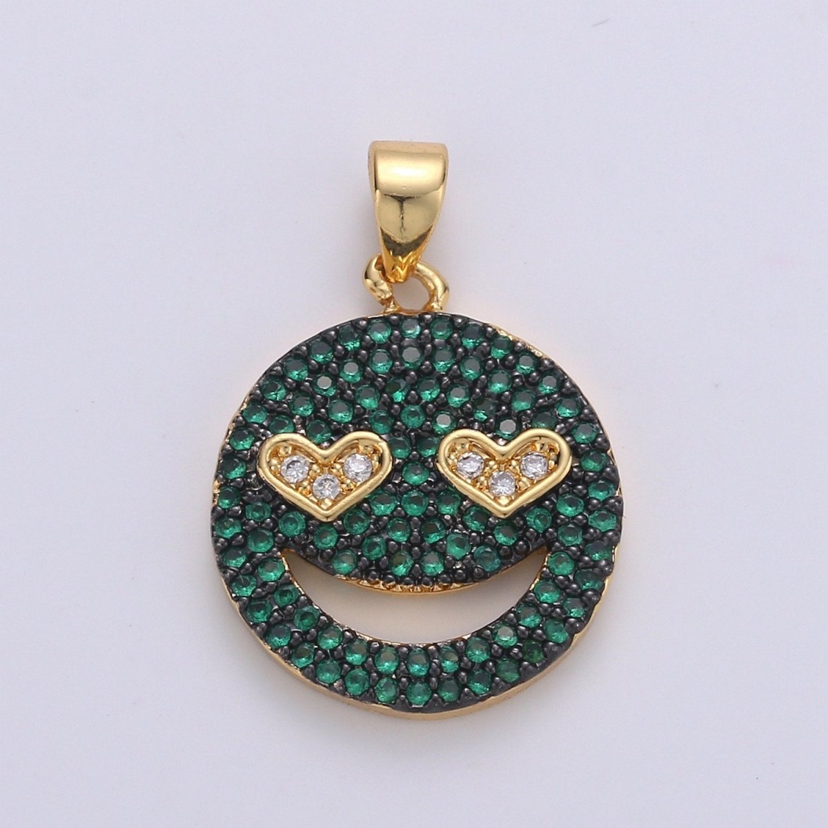 14k Gold Filled Happy Face Charm, Heart emoji charm Gold Smile Charm Pendant Smiley Dont worry be happy Jewelry Supply for Necklace Bracelet I-371~I-374