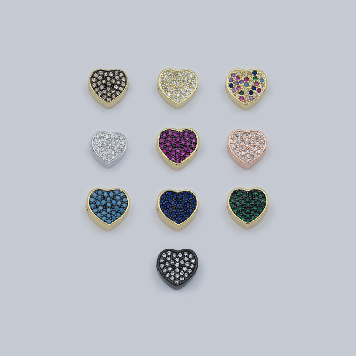 14k Gold Filled Heart Beads, Hearts Spacer Beads, Gold Bracelet Charms Rose Gold Silver Love Jewelry Supplies Component findings 10MM B-548 to B-557