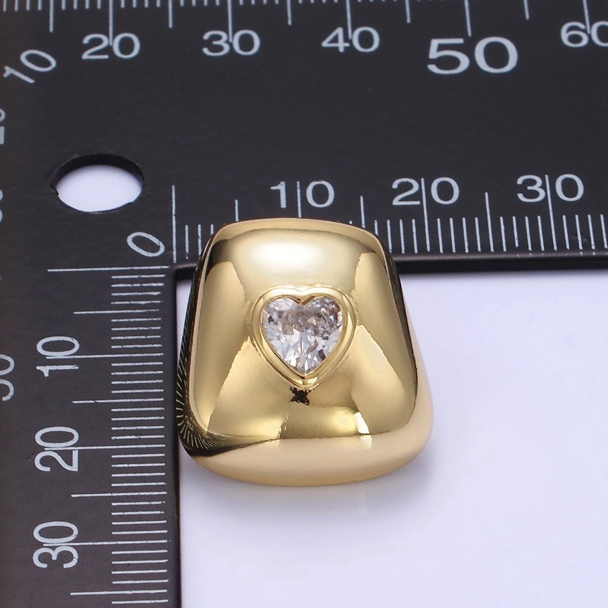 14K Gold Filled Heart CZ Square Dome Stud Earrings in Gold & Silver | Q312 Q313