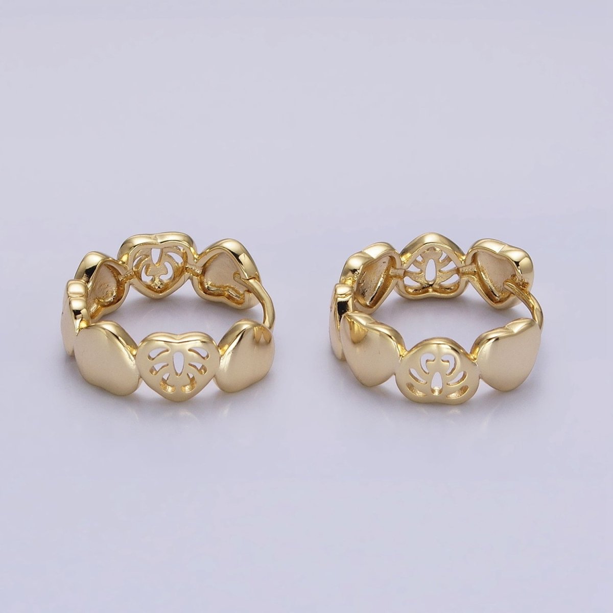 14K Gold Filled Heart Monstera Palm Leaf 18mm Huggie Earrings | AB1529 - DLUXCA