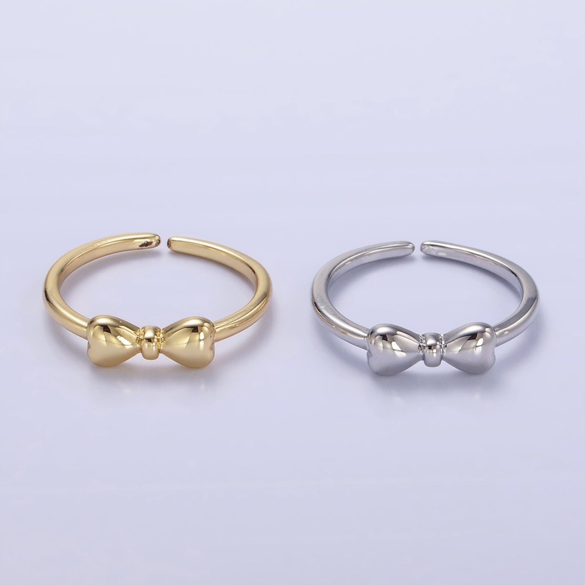 14K Gold Filled Heart Ribbon Dainty Bow Ring in Gold & Silver | O1384 O1385