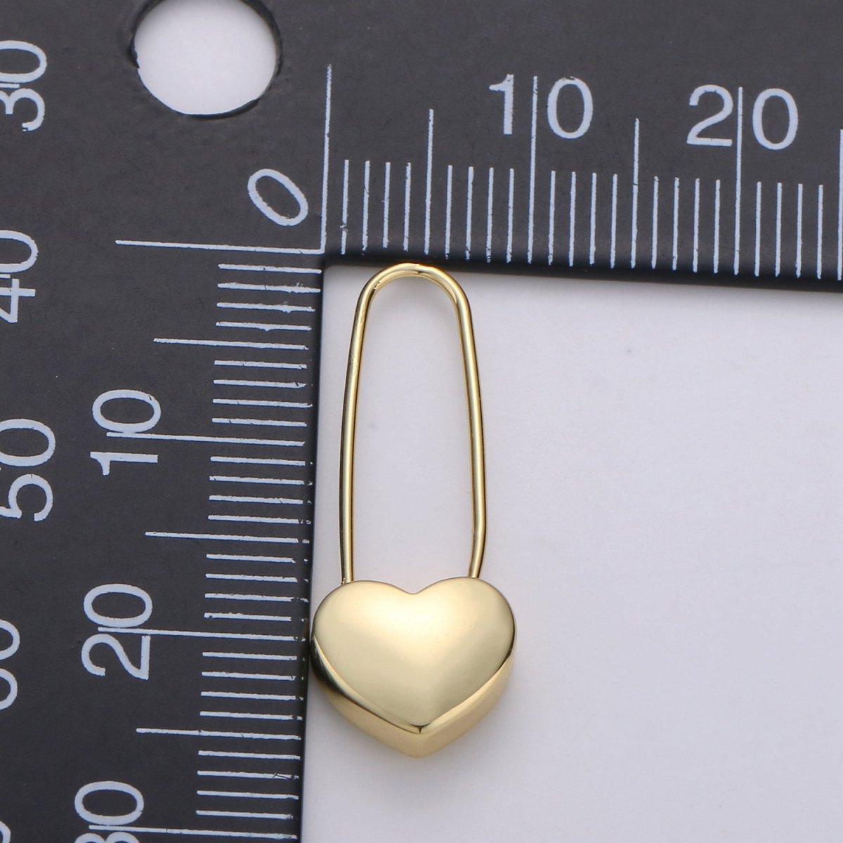 14K Gold Filled Heart Safety Pin Drop Earrings in Gold & Silver Q-151 Q-152