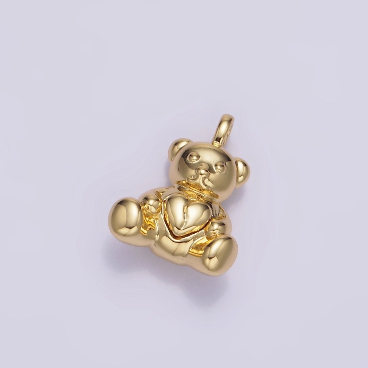 14K Gold Filled Heart Teddy Bear Animal Pendant in Gold & Oxidized Silver | AA1232