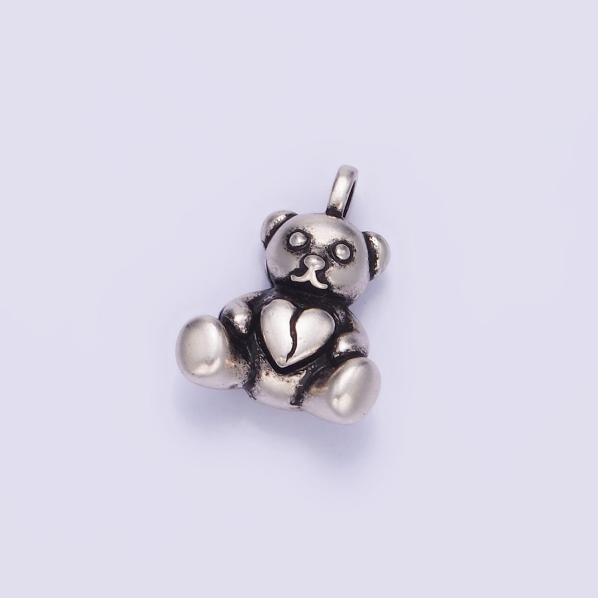 14K Gold Filled Heart Teddy Bear Animal Pendant in Gold & Oxidized Silver | AA1232