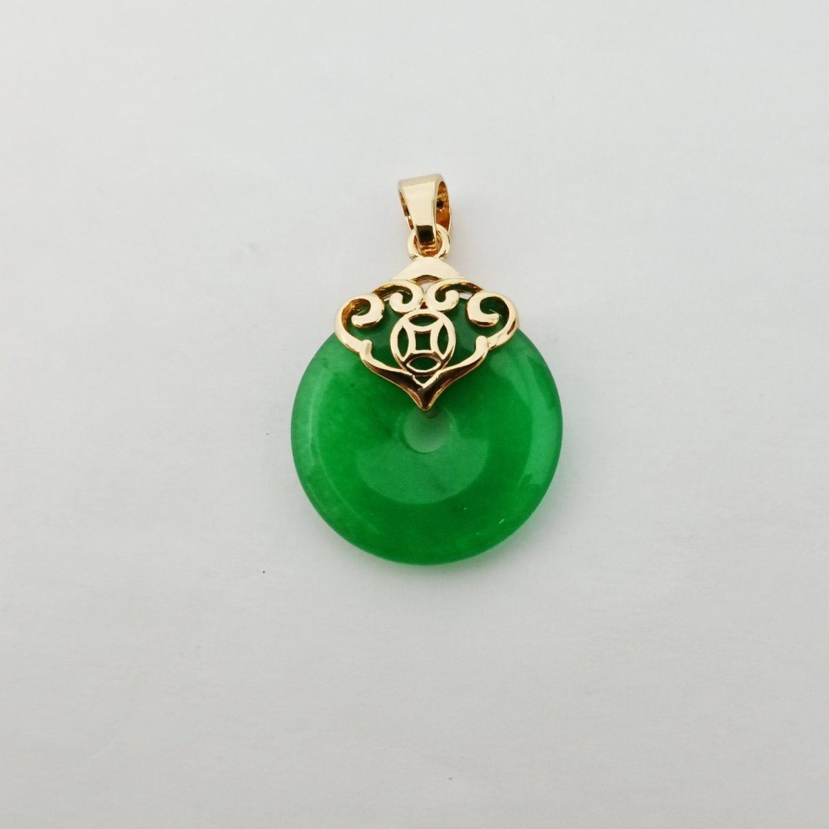 14k Gold Filled Heart with Round Jade Stone charm, Green Donut Stone Pendant, Jade Stone Pendant, Heart Charm Birthstone Jewelry Necklace AH-148, AH-233