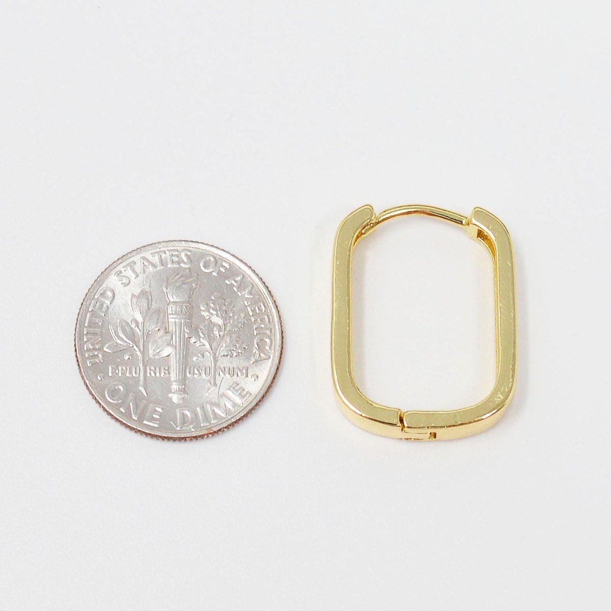 14K Gold Filled Hoop Earrings, Classic Oval Hoops in Gold w/ Click Lock Closure Lightweight Tube Minimalist Earrings U Shaped Hoops Q-429 - DLUXCA