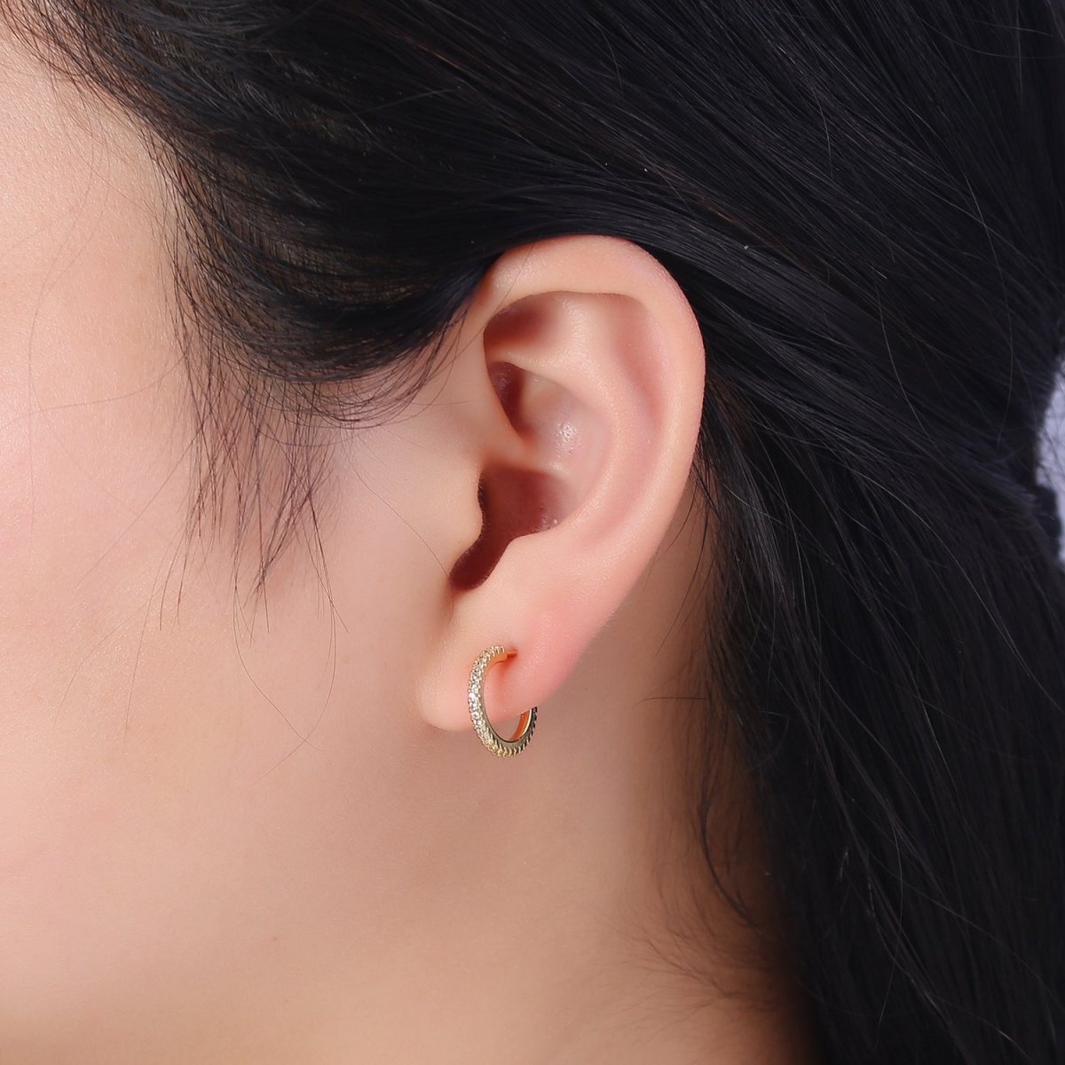 14k Gold Filled Hoop Earrings with Micro Pave, Cubic Zirconia, Dainty Hoops, Zircon Hoops, Wholesale Jewelry V-170 V-171 V-172