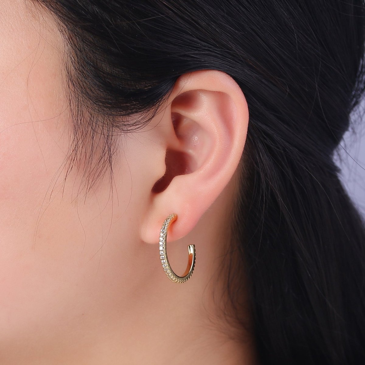 14k Gold Filled Hoop Earrings with Micro Pave, Cubic Zirconia, Dainty Hoops, Zircon Hoops, Wholesale Jewelry V-170 V-171 V-172