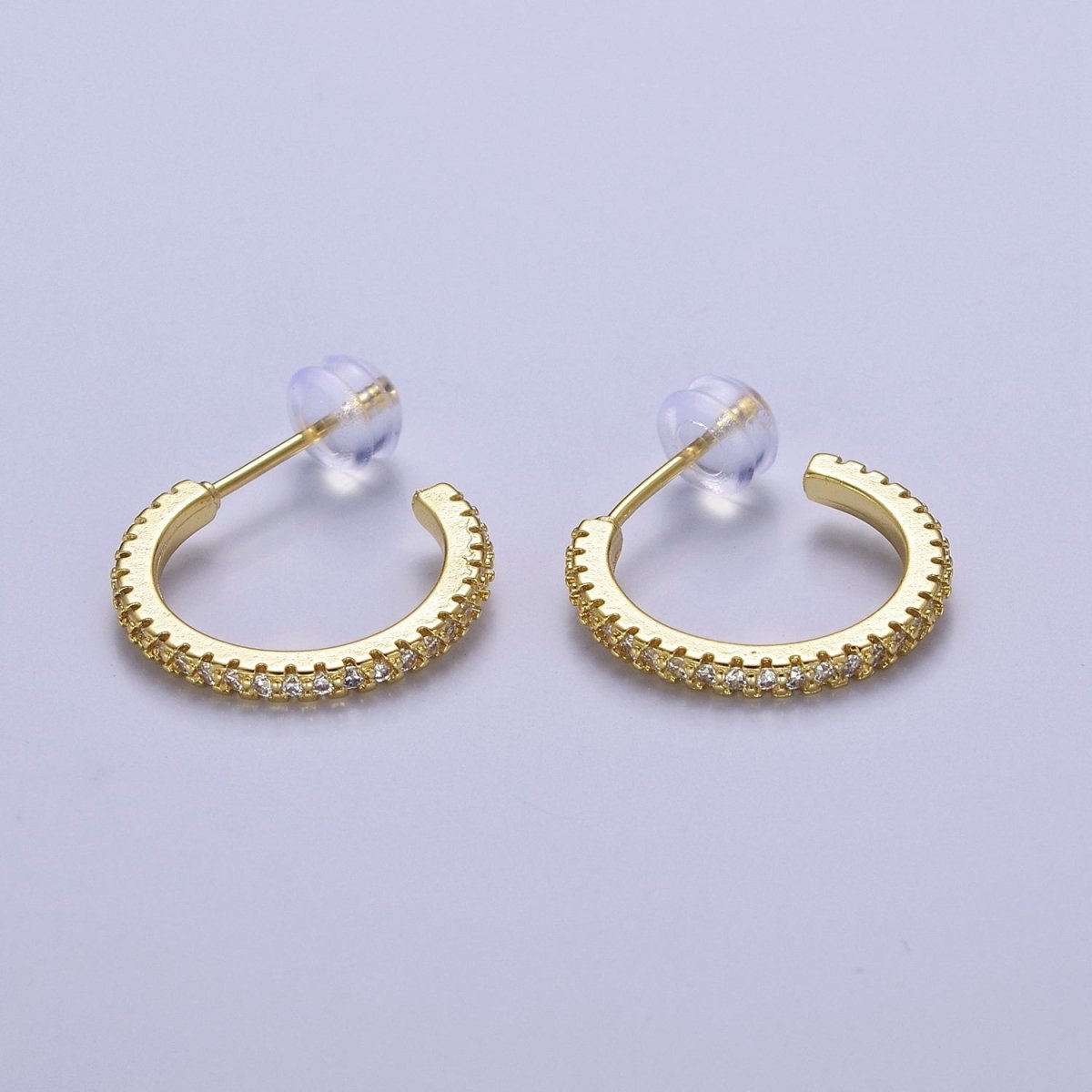 14k Gold Filled Hoop Earrings with Micro Pave, Cubic Zirconia, Dainty Hoops, Zircon Hoops, Wholesale Jewelry V-170 V-171 V-172