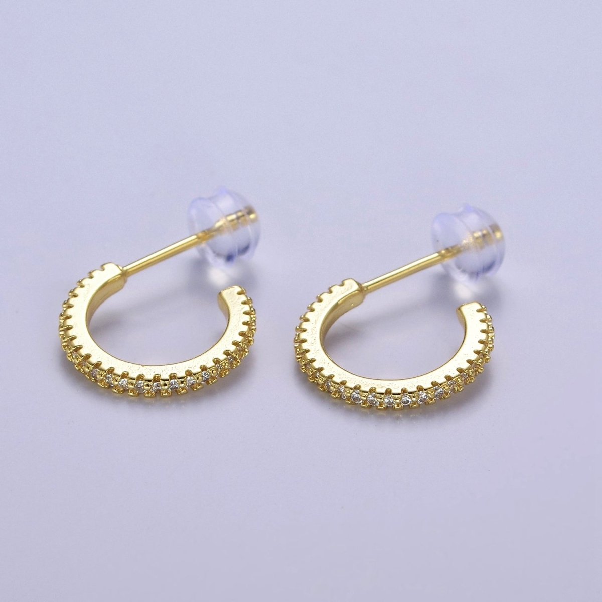 14k Gold Filled Hoop Earrings with Micro Pave, Cubic Zirconia, Dainty Hoops, Zircon Hoops, Wholesale Jewelry V-170 V-171 V-172