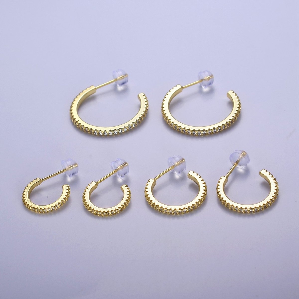 14k Gold Filled Hoop Earrings with Micro Pave, Cubic Zirconia, Dainty Hoops, Zircon Hoops, Wholesale Jewelry V-170 V-171 V-172