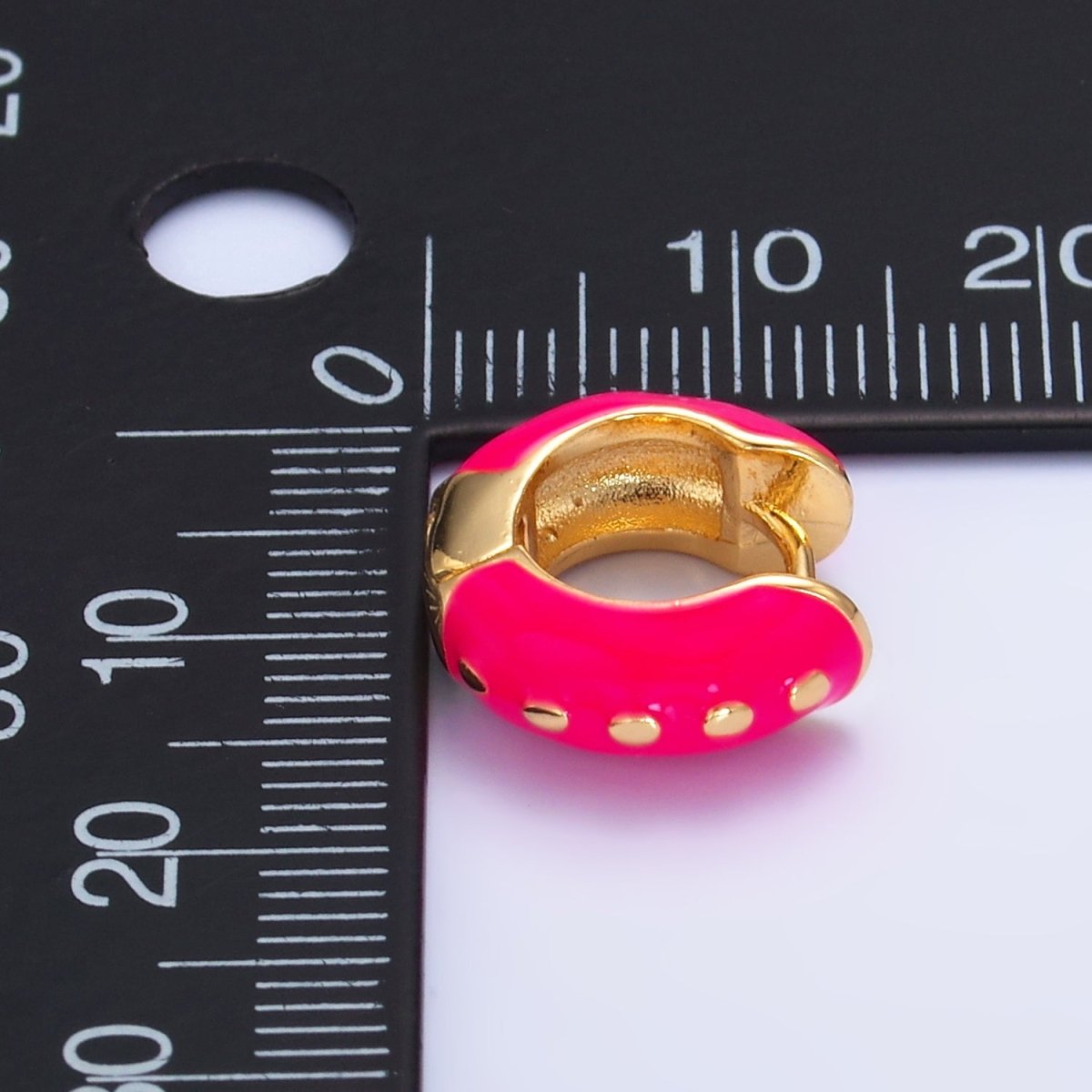 14K Gold Filled Hot Pink, Baby Pink, Black, White, Green Enamel Dotted Cartilage Huggie Earrings | T108 - T111 T188