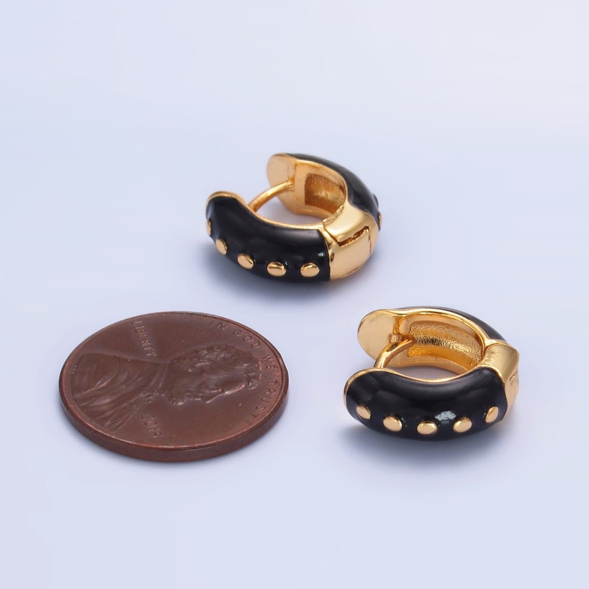 14K Gold Filled Hot Pink, Baby Pink, Black, White, Green Enamel Dotted Cartilage Huggie Earrings | T108 - T111 T188