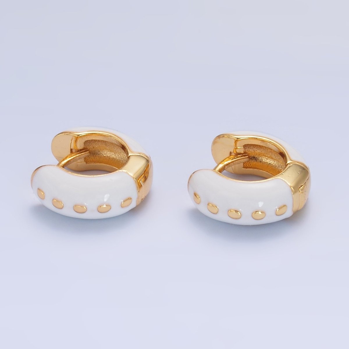 14K Gold Filled Hot Pink, Baby Pink, Black, White, Green Enamel Dotted Cartilage Huggie Earrings | T108 - T111 T188