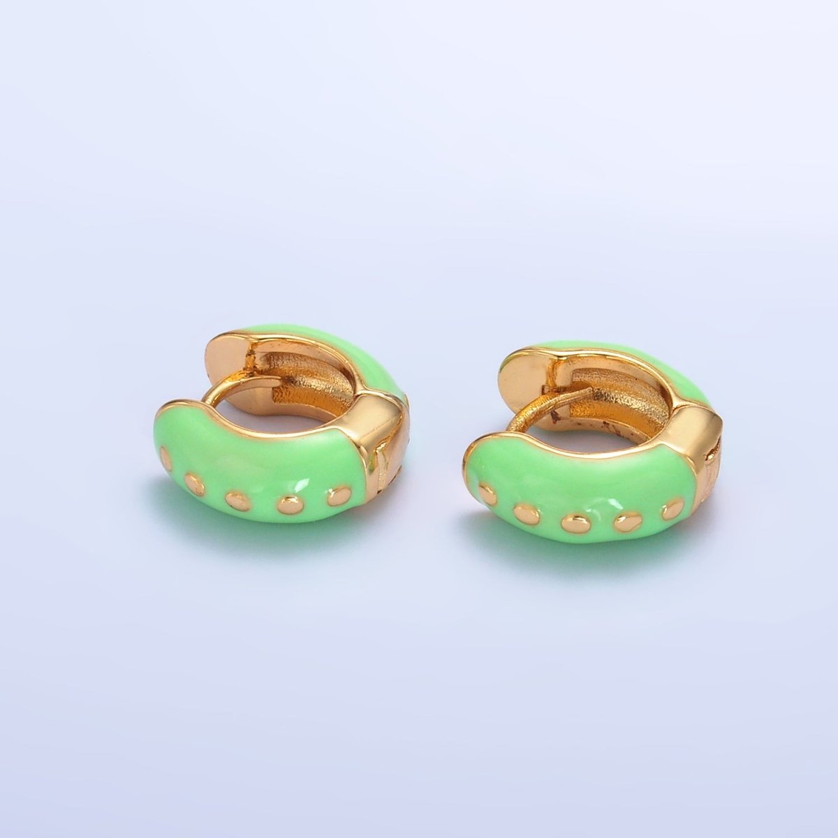 14K Gold Filled Hot Pink, Baby Pink, Black, White, Green Enamel Dotted Cartilage Huggie Earrings | T108 - T111 T188