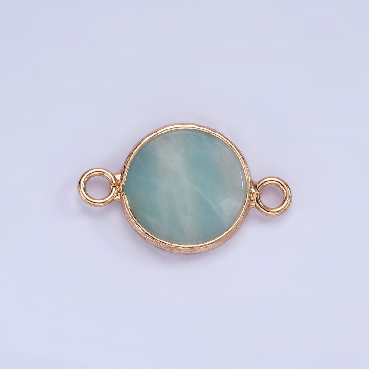 14K Gold Filled Howlite, Amazonite, Rose Quartz, Onyx Round Bezel Connector | G-024 G-207 - G-029