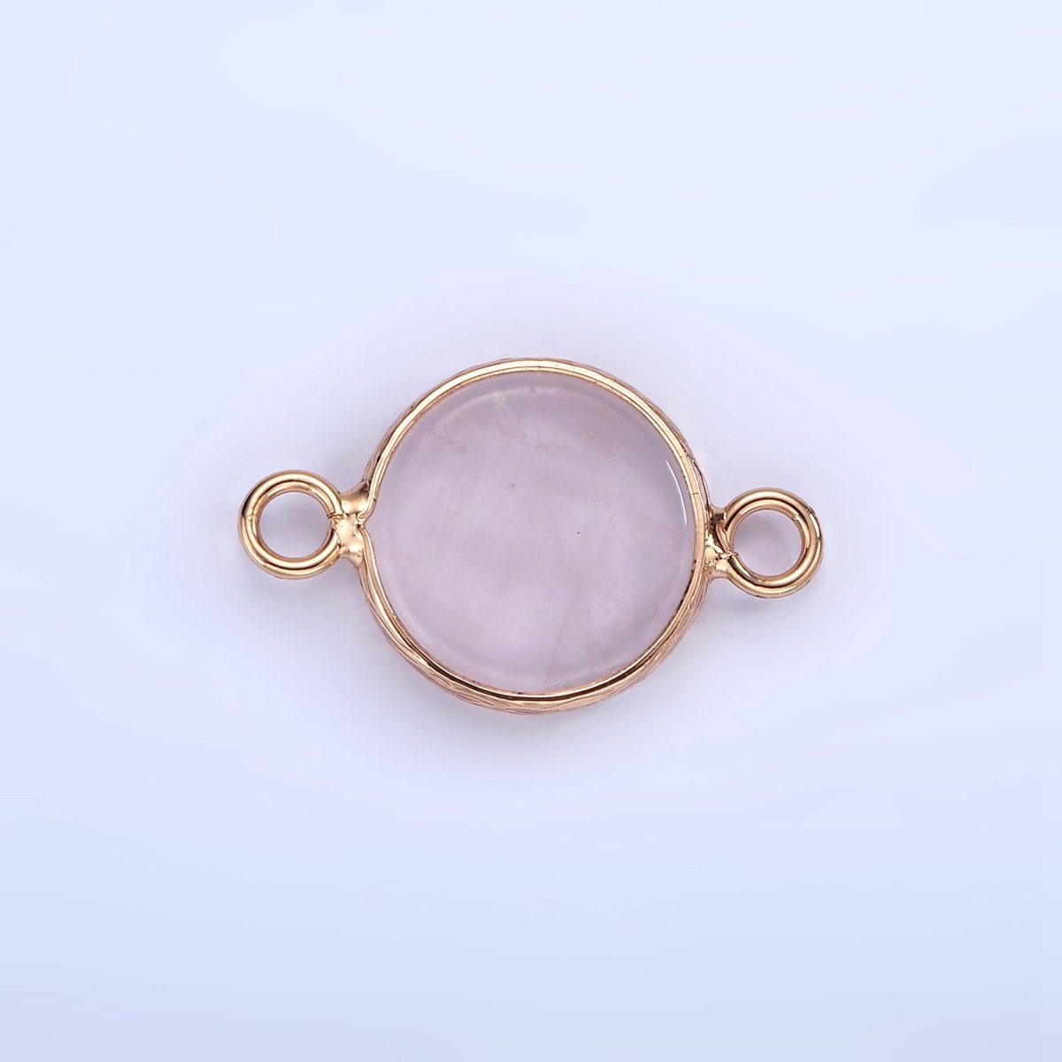 14K Gold Filled Howlite, Amazonite, Rose Quartz, Onyx Round Bezel Connector | G-024 G-207 - G-029
