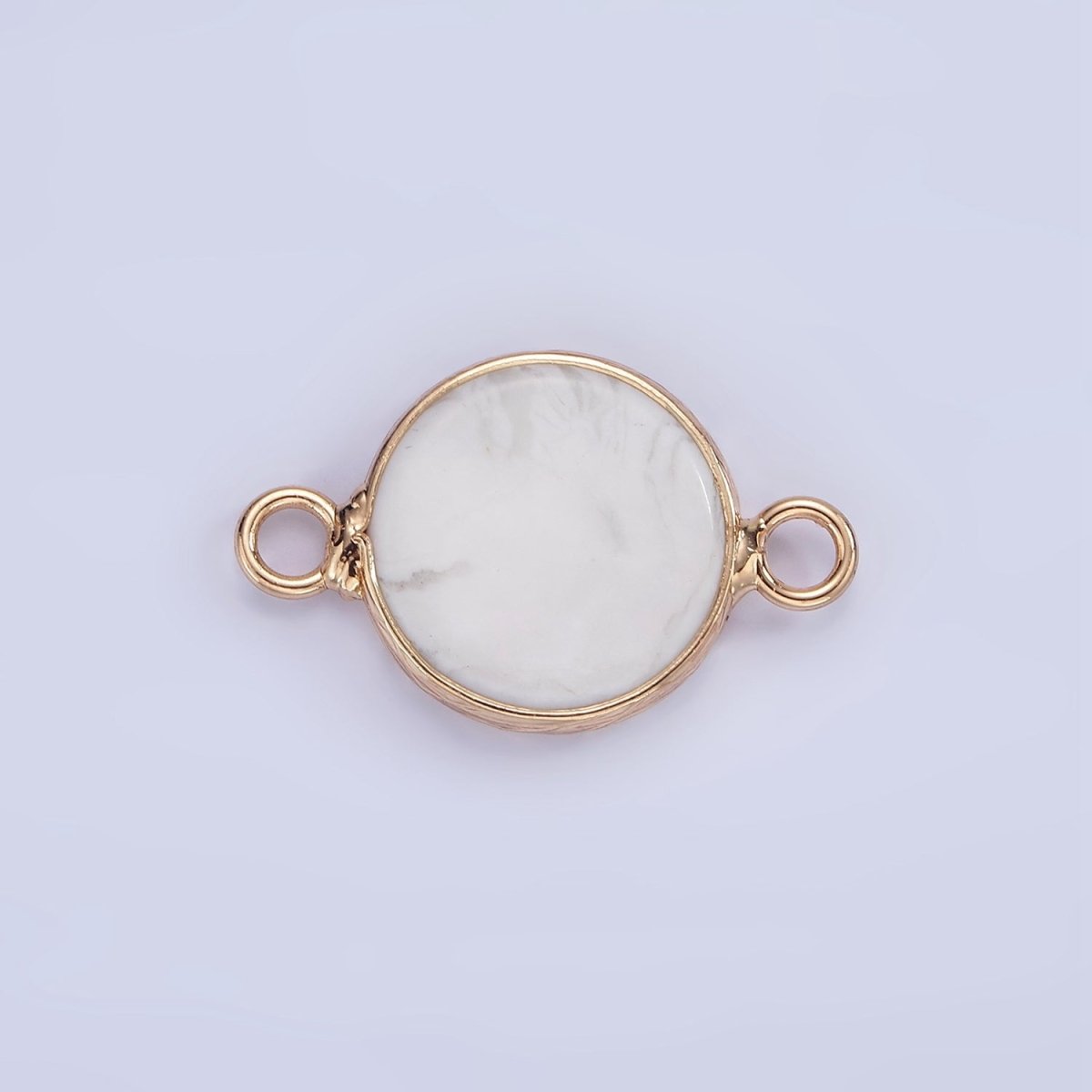 14K Gold Filled Howlite, Amazonite, Rose Quartz, Onyx Round Bezel Connector | G-024 G-207 - G-029