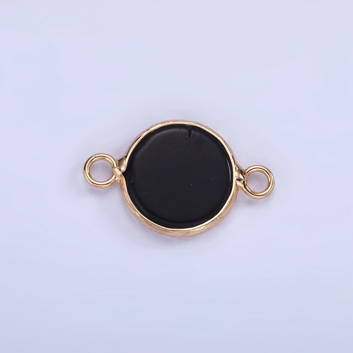 14K Gold Filled Howlite, Amazonite, Rose Quartz, Onyx Round Bezel Connector | G-024 G-207 - G-029