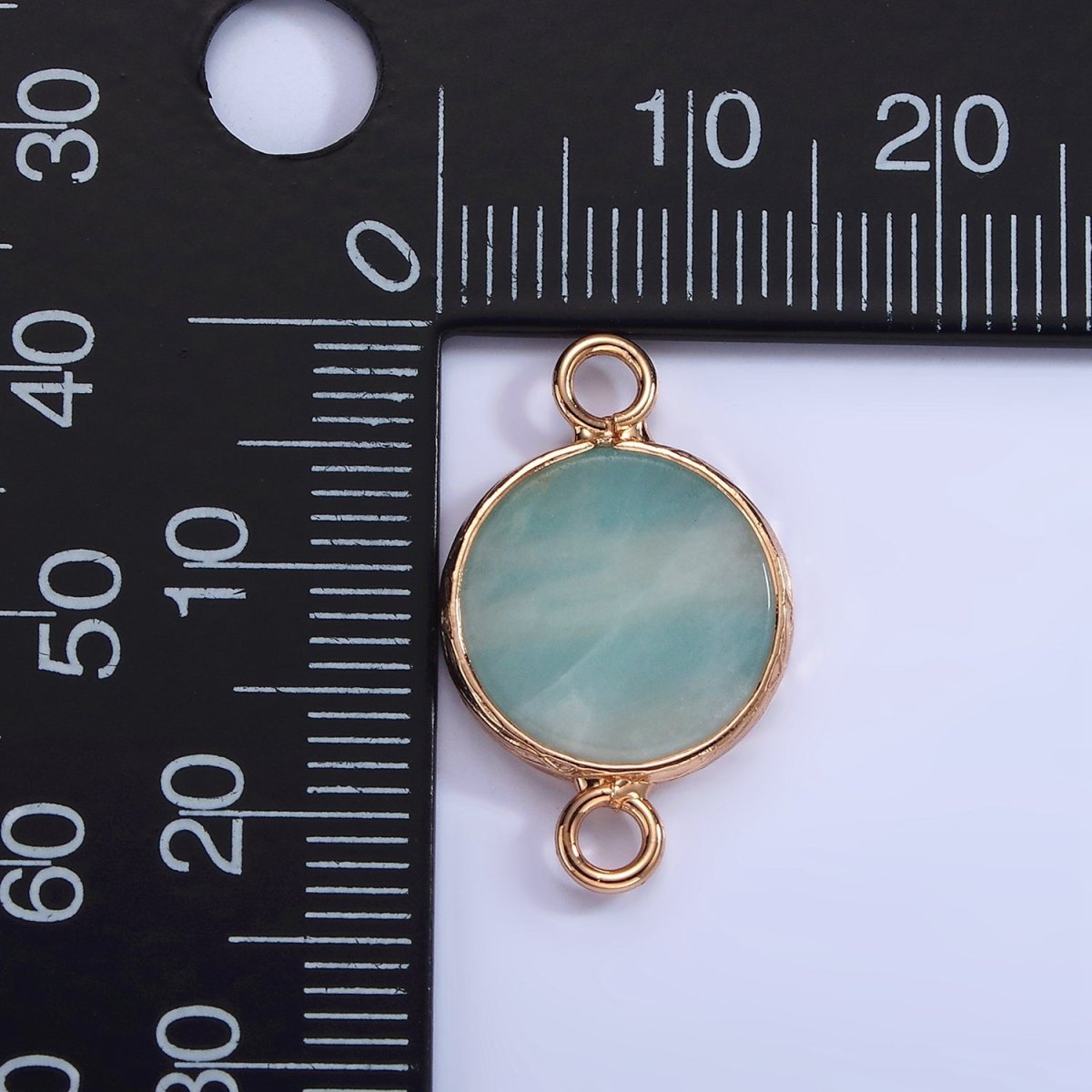14K Gold Filled Howlite, Amazonite, Rose Quartz, Onyx Round Bezel Connector | G-024 G-207 - G-029