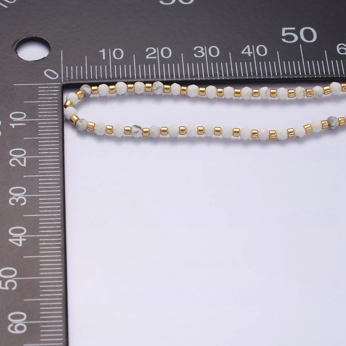 14K Gold Filled Howlite Multifaceted White Cotton String Slider Bracelet | WA-2010 - WA-2012 Clearance Pricing