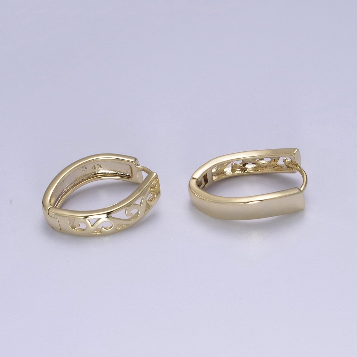 14K Gold Filled Hypoallergenic Filigree Latch Back Lever Ear Hook Earrings T-292 - DLUXCA