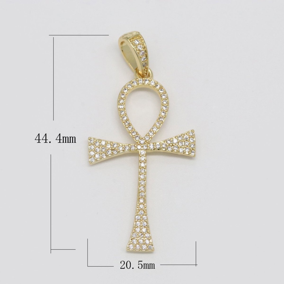 14k Gold Filled Iced Ankh Micro Pave Cz Ankh Cross Symbol of Life, Egyptian Pantheon, Crux Ansata, Cubic Necklace Pendant Charm N-1442 N-1443