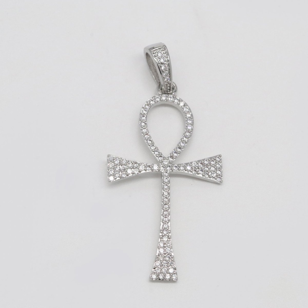 14k Gold Filled Iced Ankh Micro Pave Cz Ankh Cross Symbol of Life, Egyptian Pantheon, Crux Ansata, Cubic Necklace Pendant Charm N-1442 N-1443