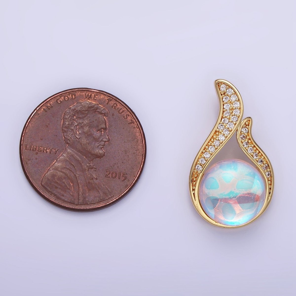 14K Gold Filled Iridescent CZ Open Micro Paved Teardrop Pendant | AA1171