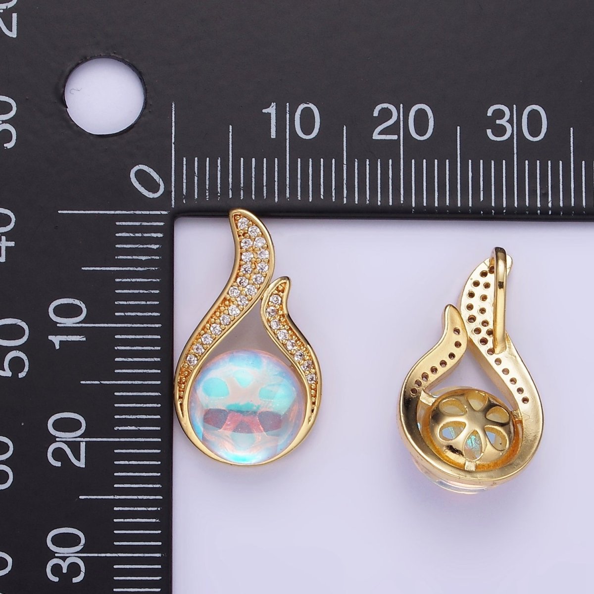 14K Gold Filled Iridescent CZ Open Micro Paved Teardrop Pendant | AA1171