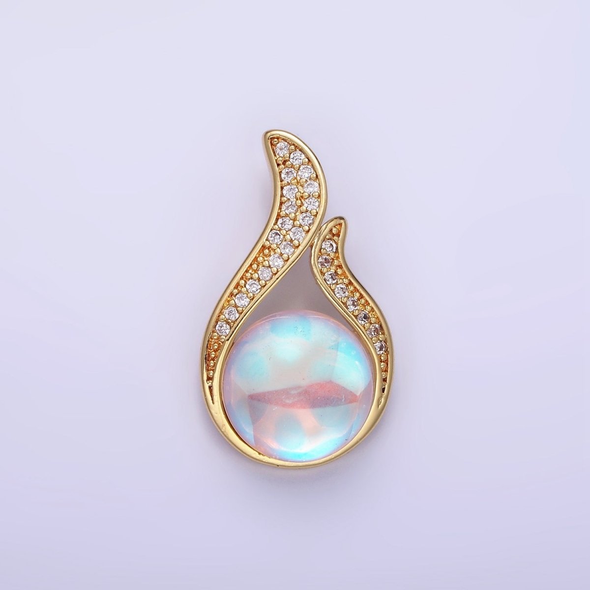 14K Gold Filled Iridescent CZ Open Micro Paved Teardrop Pendant | AA1171