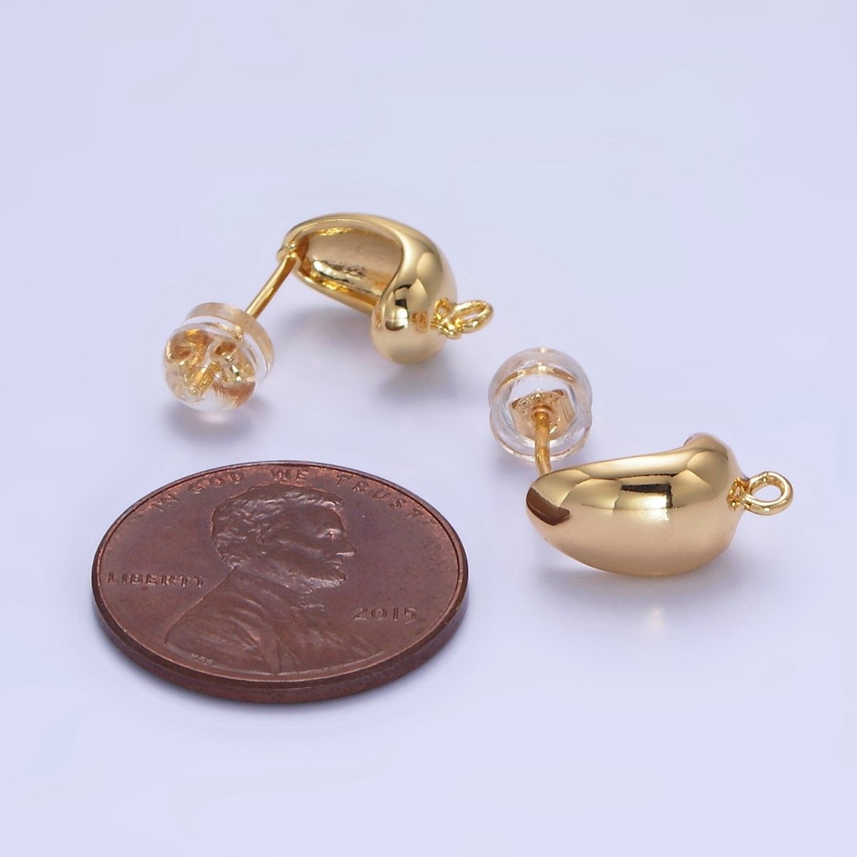 14K  Gold Filled J-Shaped Dome Hoop Earrings Findings | L-523