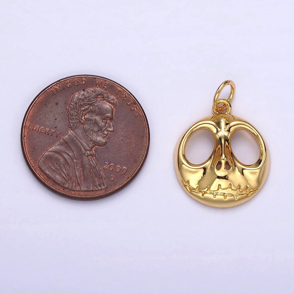 14K Gold Filled Jack Nightmare Open Round Charm in Gold & Silver | AG398 AG399
