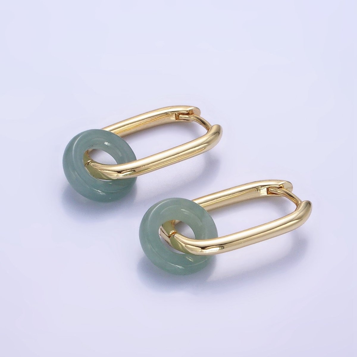 14K Gold Filled Jade Donut 20mm Oblong Hoop Earrings | AE515 - DLUXCA