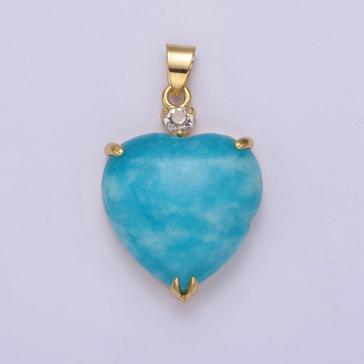 14k Gold Filled Jade Heart Pendant Puffy Heart Charm W-625~W-628