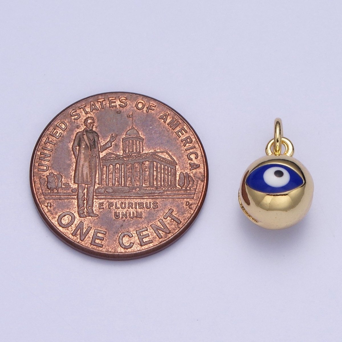 14K Gold Filled Jingle Bell Blue, White Evil Eye Charm of Bell for Amulet Jewelry Making | X-196 X-197