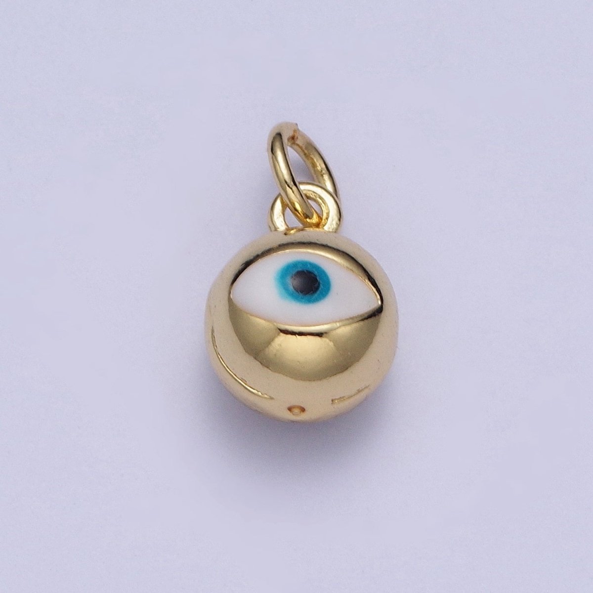 14K Gold Filled Jingle Bell Blue, White Evil Eye Charm of Bell for Amulet Jewelry Making | X-196 X-197