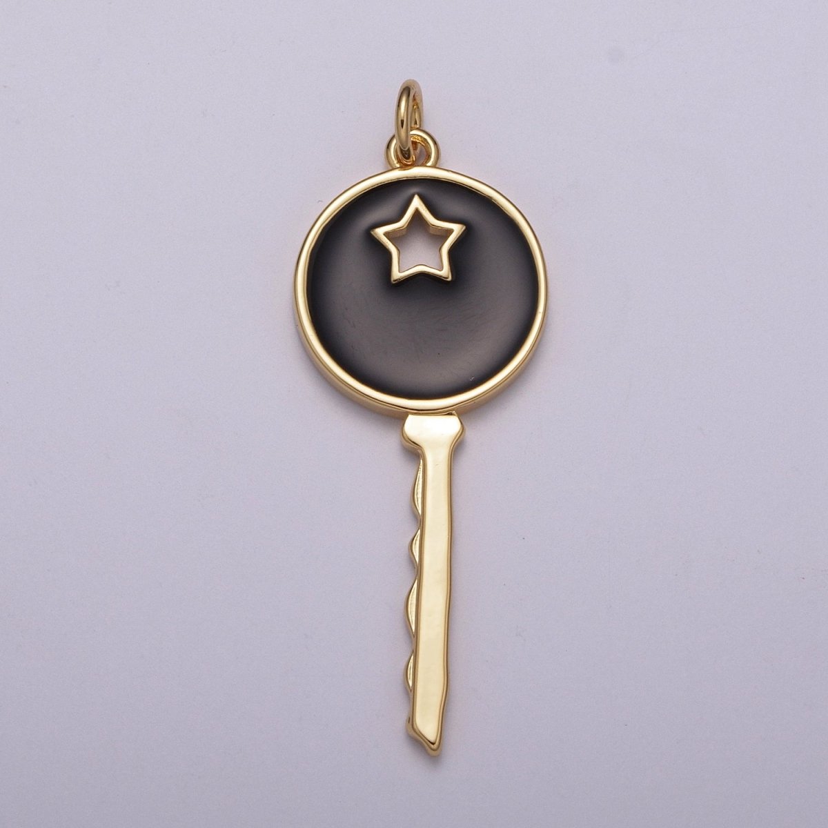 14K Gold Filled Key Pendant Enamel Key Charm Star Celestial Jewelry Making Crafting Supplies M-815 - M-817