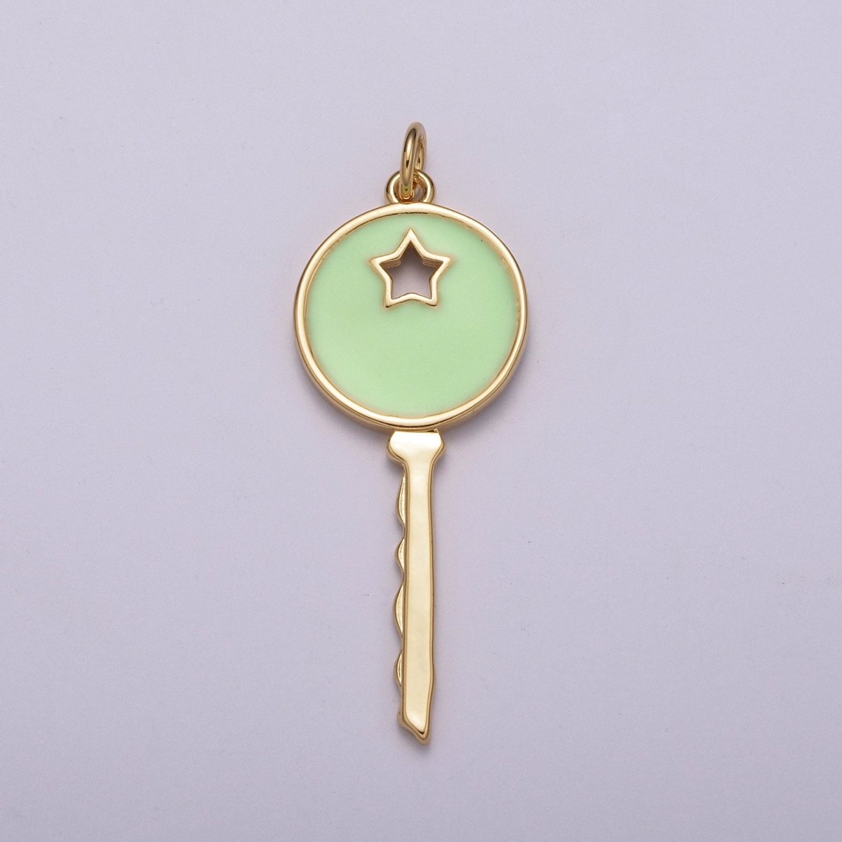 14K Gold Filled Key Pendant Enamel Key Charm Star Celestial Jewelry Making Crafting Supplies M-815 - M-817