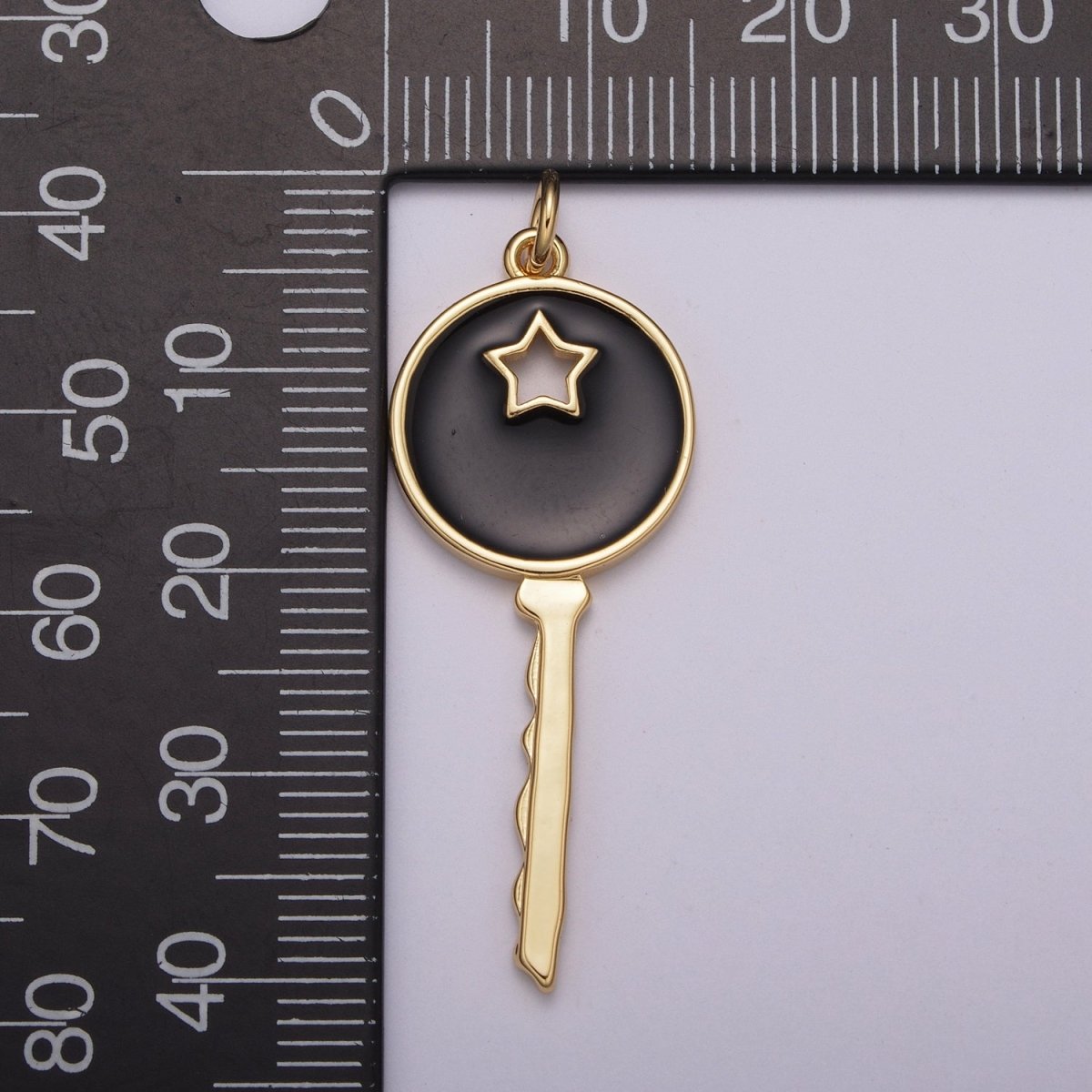 14K Gold Filled Key Pendant Enamel Key Charm Star Celestial Jewelry Making Crafting Supplies M-815 - M-817