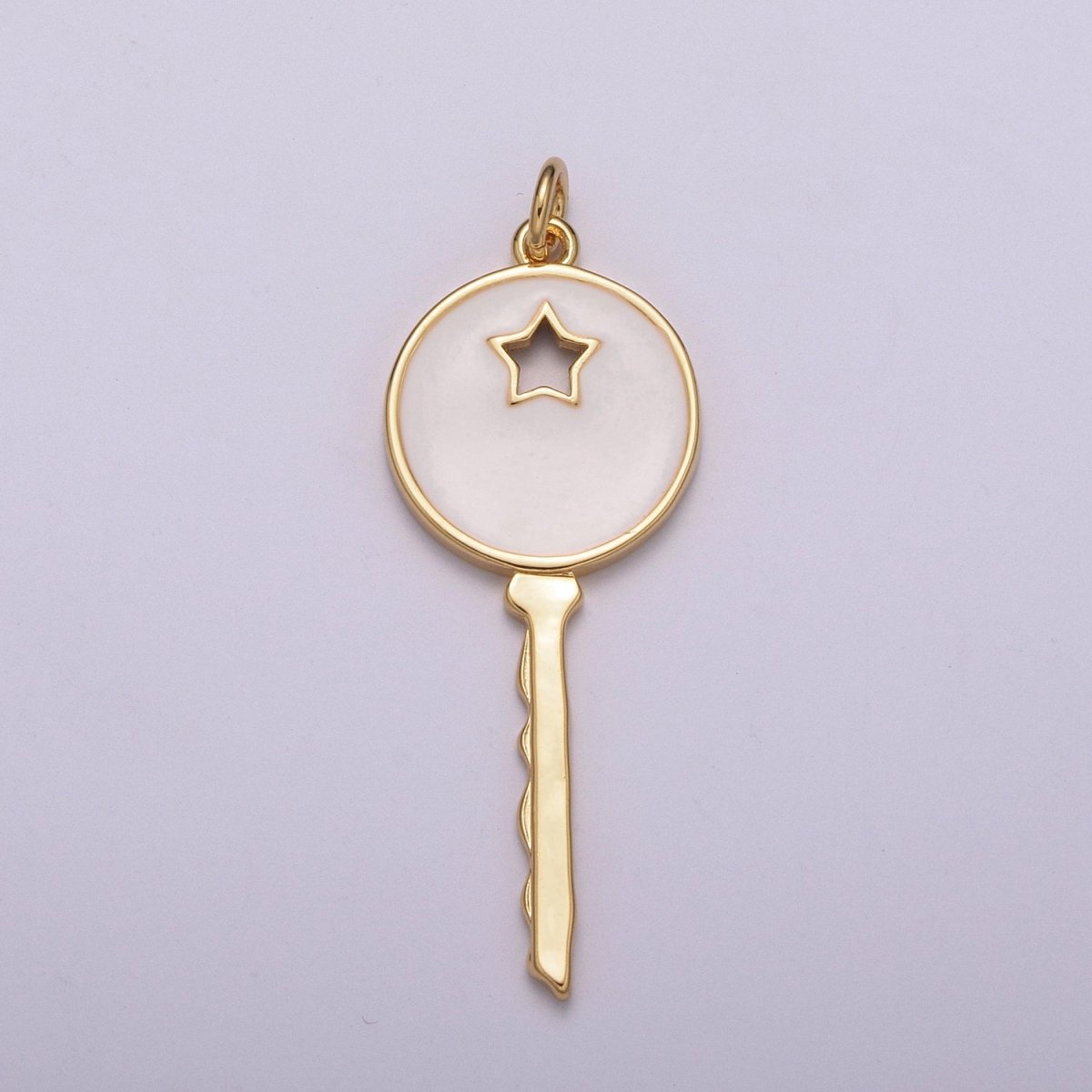 14K Gold Filled Key Pendant Enamel Key Charm Star Celestial Jewelry Making Crafting Supplies M-815 - M-817