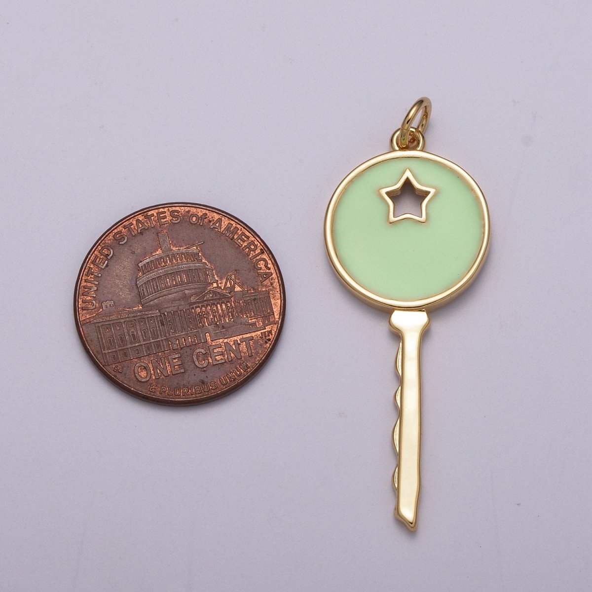 14K Gold Filled Key Pendant Enamel Key Charm Star Celestial Jewelry Making Crafting Supplies M-815 - M-817