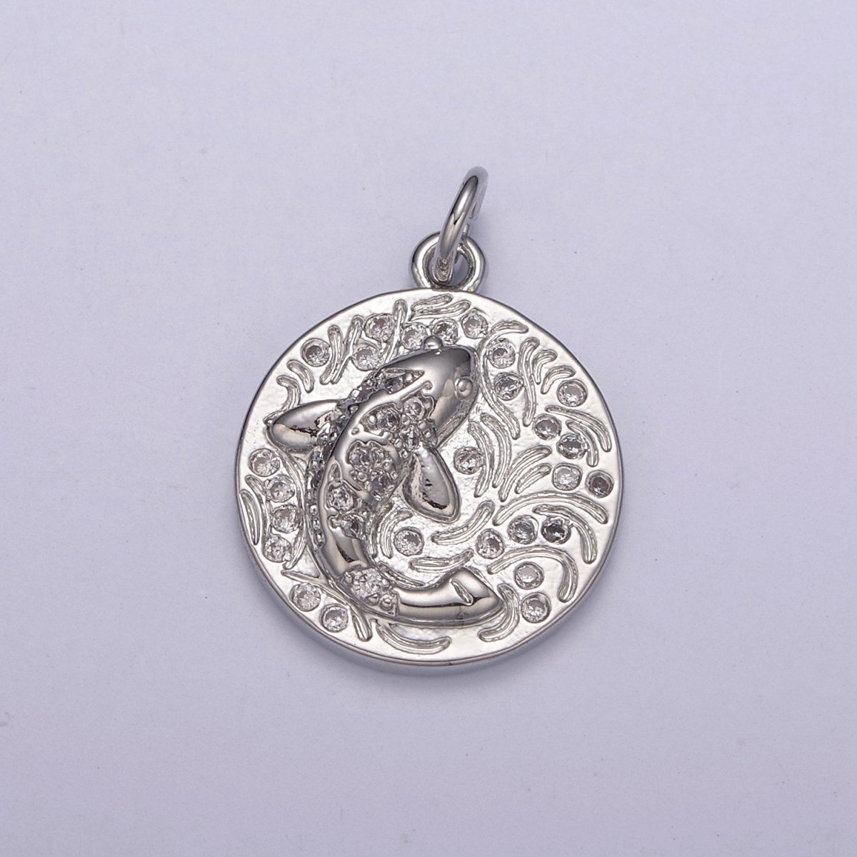 14K Gold Filled koi fish charm pendant Japanese koi carp disc Coin charm-Component supply Animal Jewelry N-254 N-255