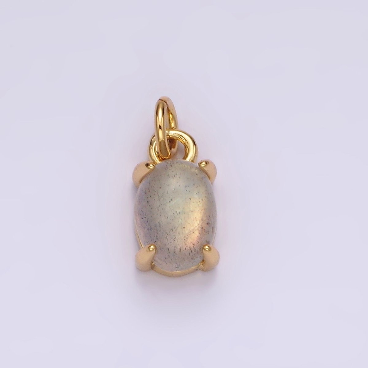 14K Gold Filled Labradorite Gemstone Oval Minimalist Add-On Charm | AC842 - DLUXCA