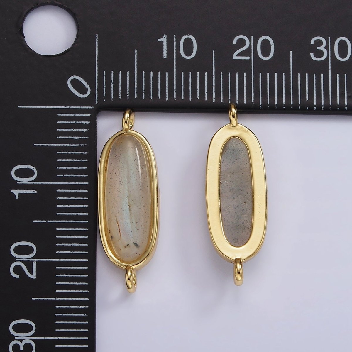 14K Gold Filled Labradorite Oblong Bezel Connector | G-823 - DLUXCA