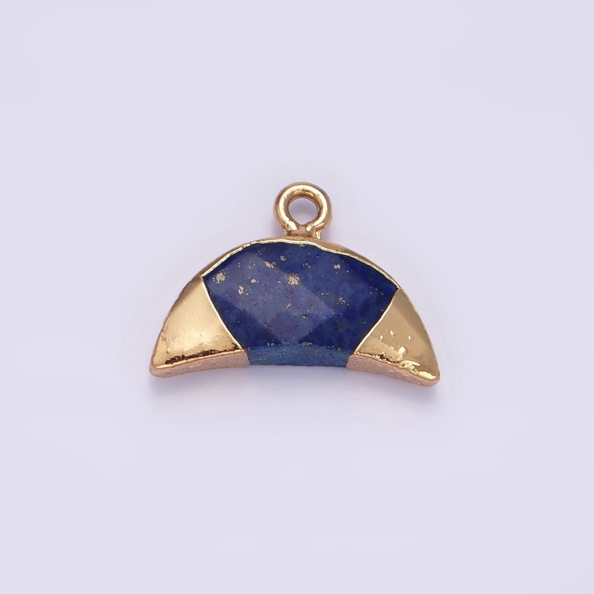 14K Gold Filled Lapis Lazuli, Amazonite, Rose Quartz, Howlite Crescent Horn Foiled Charm | N1745 - N1748