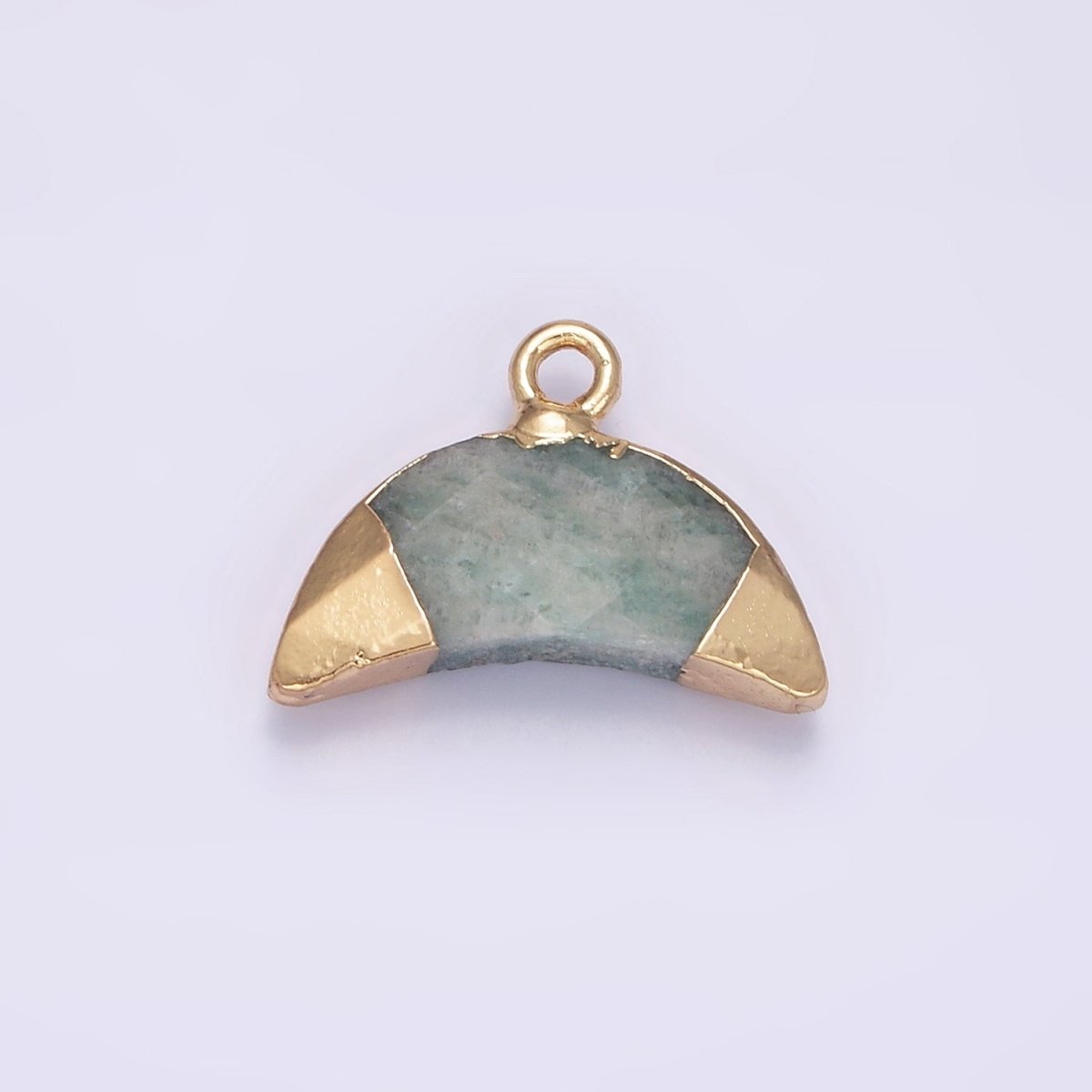 14K Gold Filled Lapis Lazuli, Amazonite, Rose Quartz, Howlite Crescent Horn Foiled Charm | N1745 - N1748